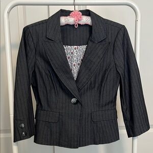 Women's Charcoal Gray Pinstripe Blazer